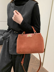 Trendsi Solid Color Handbag with Removable Strap