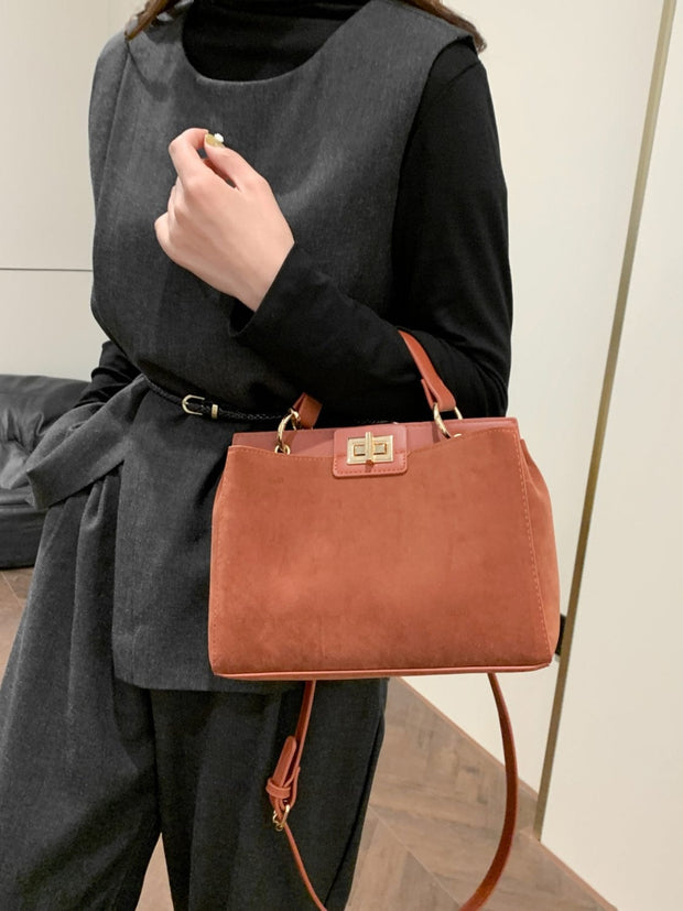 Trendsi Solid Color Handbag with Removable Strap