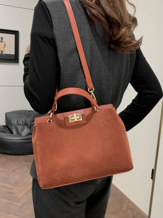 Trendsi Solid Color Handbag with Removable Strap