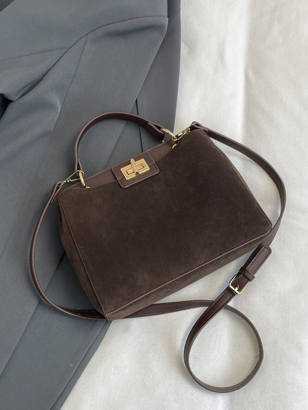 Trendsi Solid Color Handbag with Removable Strap