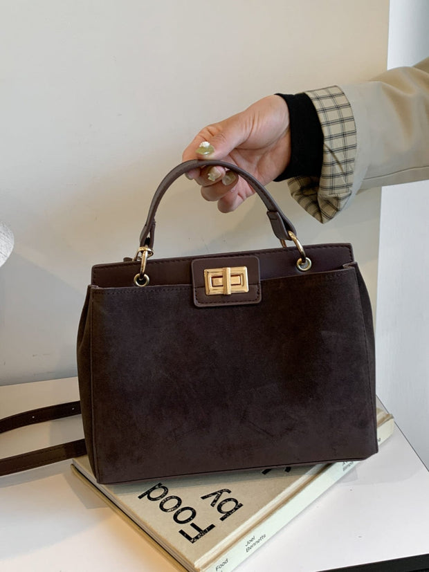 Trendsi Solid Color Handbag with Removable Strap