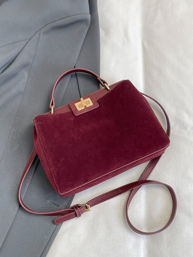 Trendsi Solid Color Handbag with Removable Strap