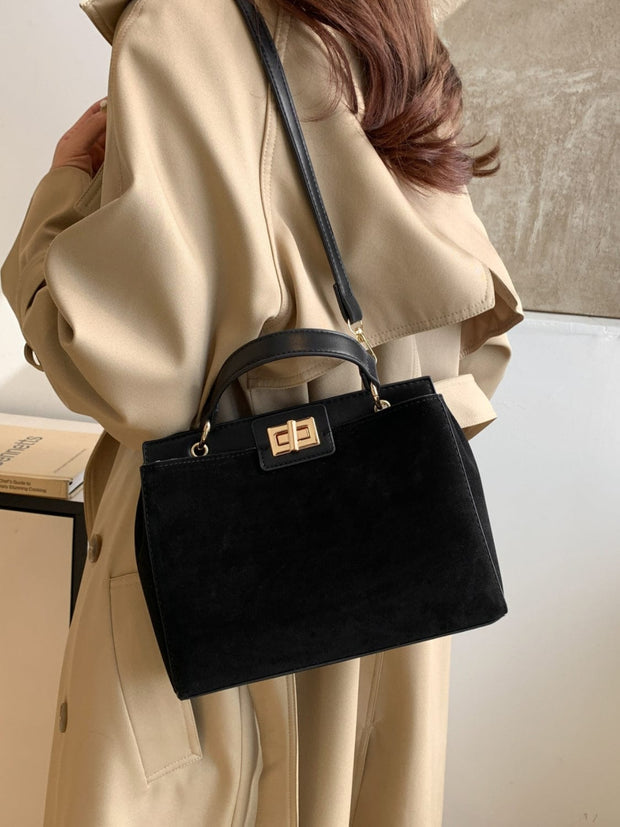Trendsi Solid Color Handbag with Removable Strap