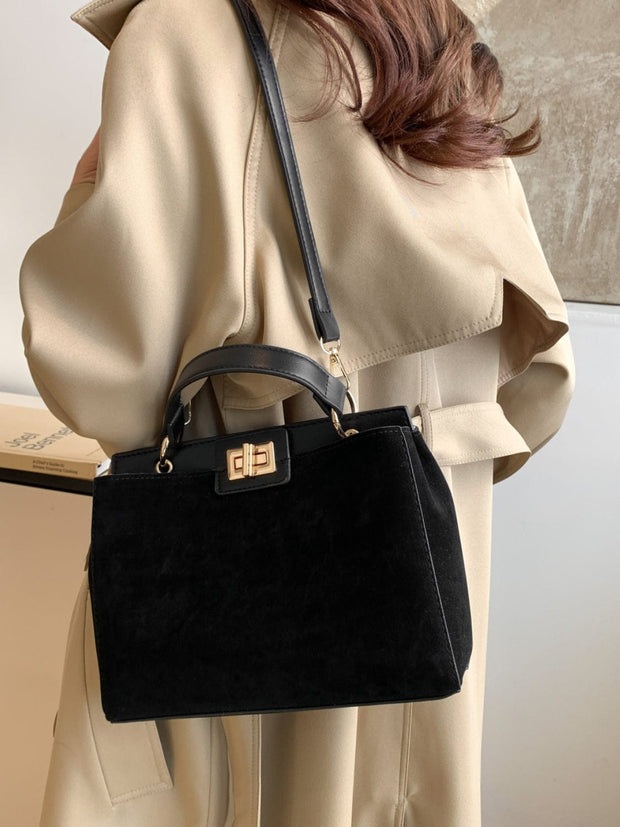 Trendsi Solid Color Handbag with Removable Strap