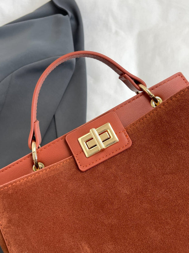Trendsi Solid Color Handbag with Removable Strap
