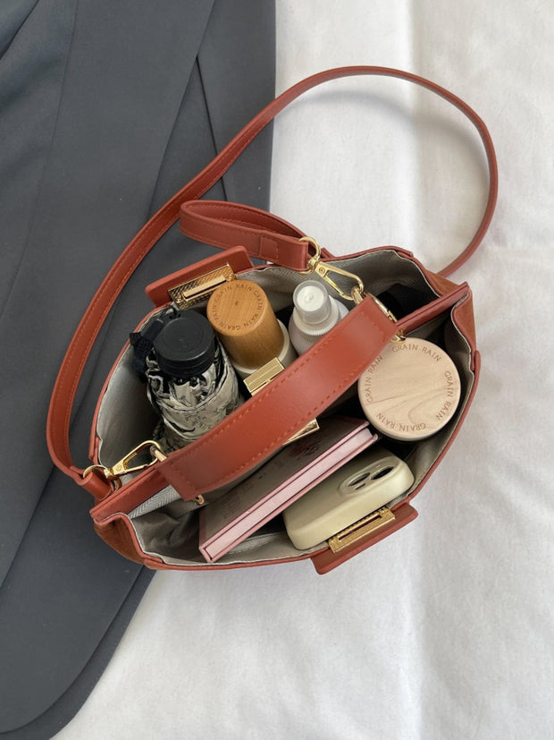 Trendsi Solid Color Handbag with Removable Strap