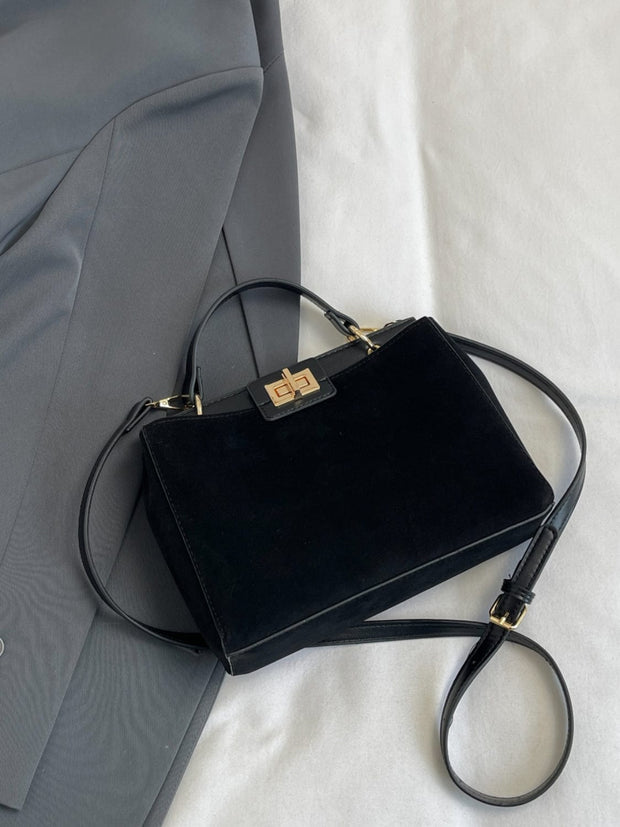 Trendsi Solid Color Handbag with Removable Strap