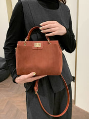 Trendsi Solid Color Handbag with Removable Strap
