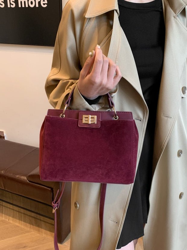 Trendsi Solid Color Handbag with Removable Strap