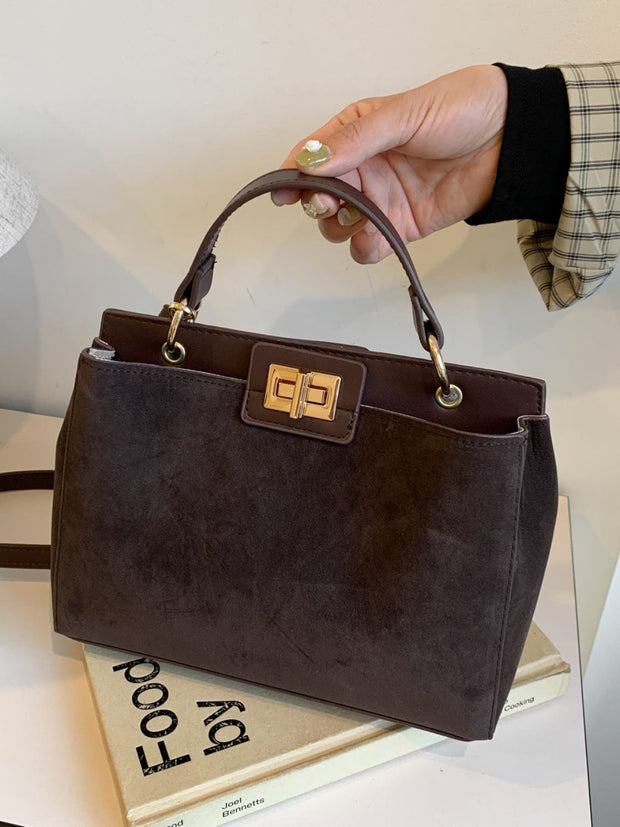 Trendsi Solid Color Handbag with Removable Strap
