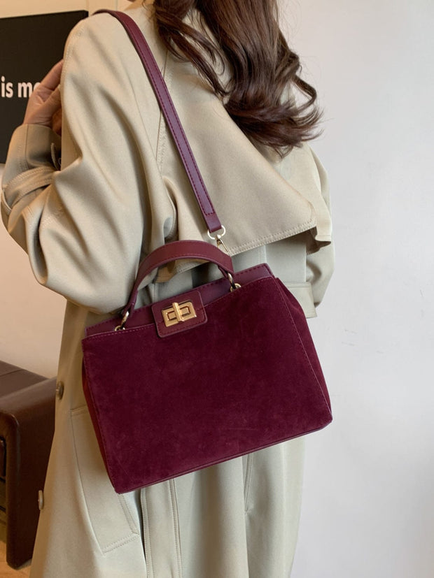 Trendsi Solid Color Handbag with Removable Strap