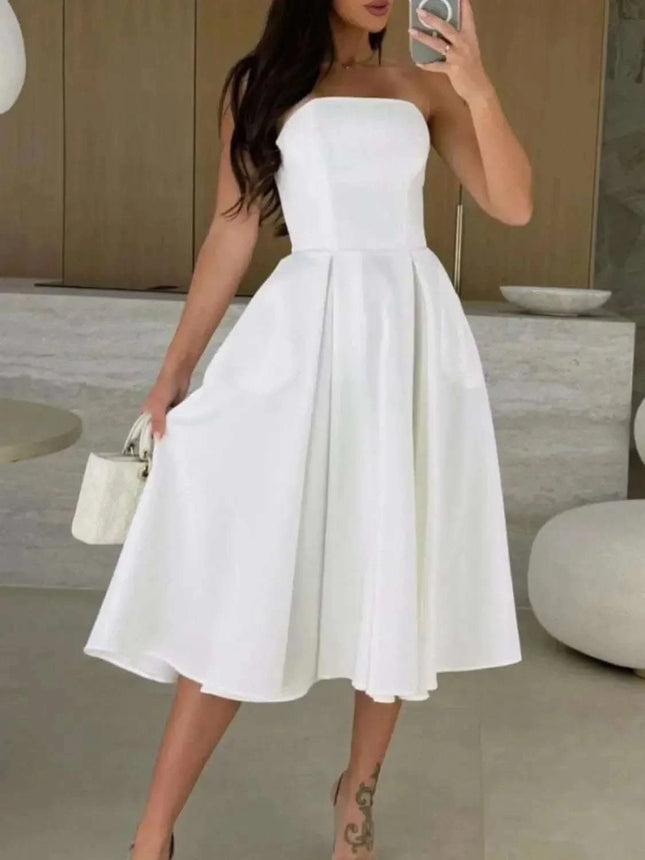 Solid Color Tube Midi Dress Fendax Women