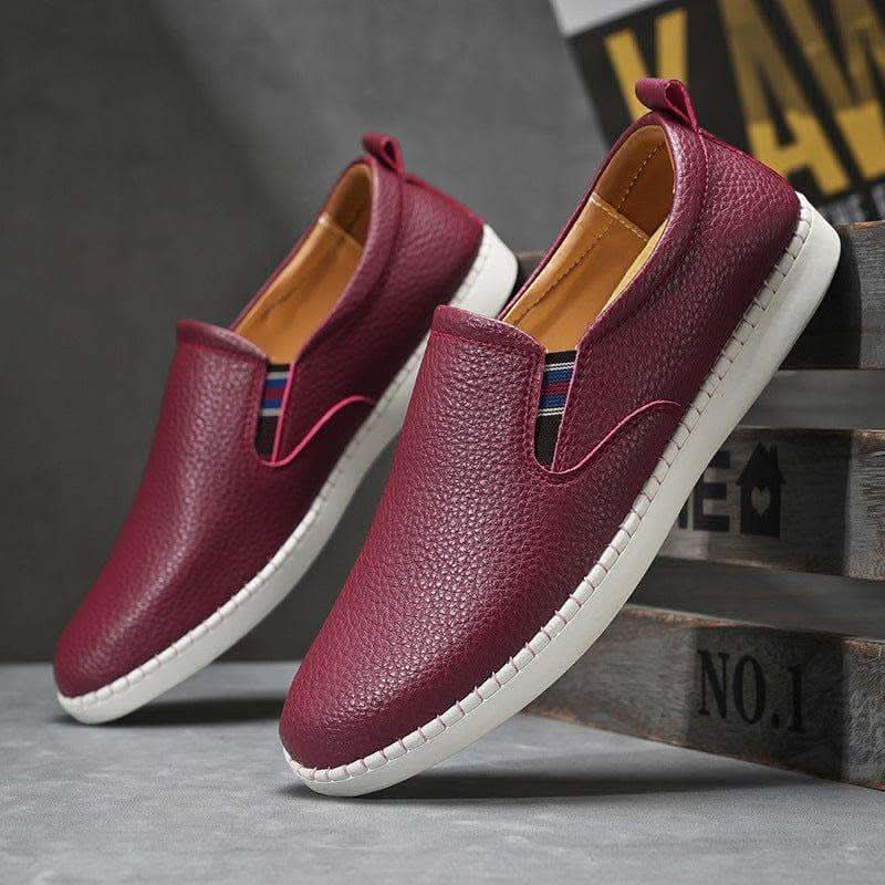 Spring And Autumn Men's Casual Cowhide Flat Sneakers Fendax 0