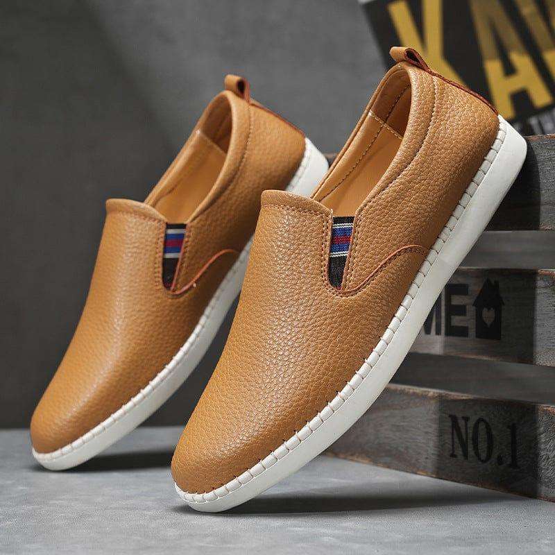 Spring And Autumn Men's Casual Cowhide Flat Sneakers Fendax 0