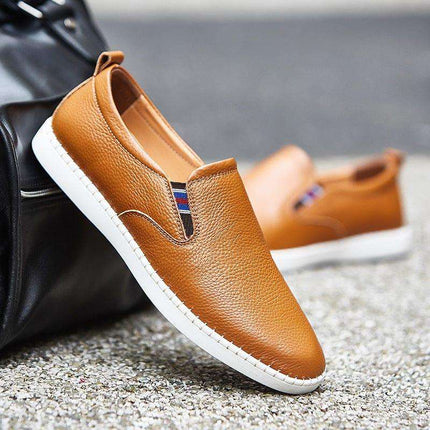 Spring And Autumn Men's Casual Cowhide Flat Sneakers Fendax 0