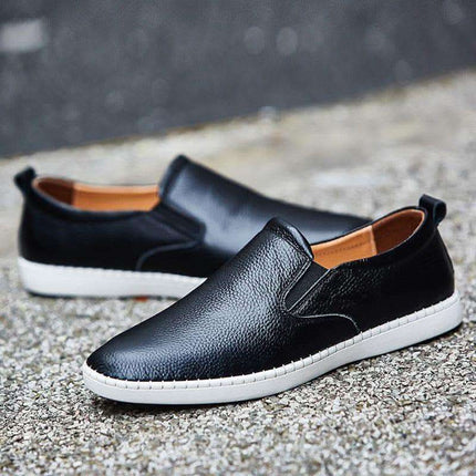 Spring And Autumn Men's Casual Cowhide Flat Sneakers Fendax 0