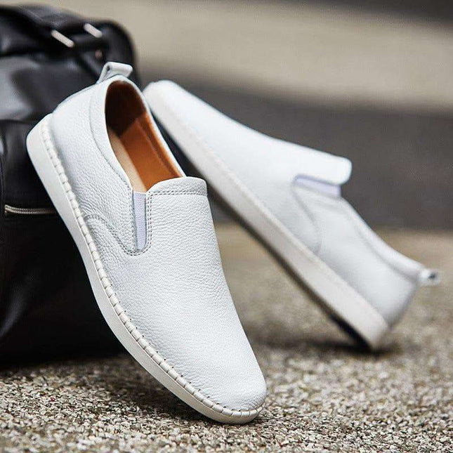 Spring And Autumn Men's Casual Cowhide Flat Sneakers Fendax 0