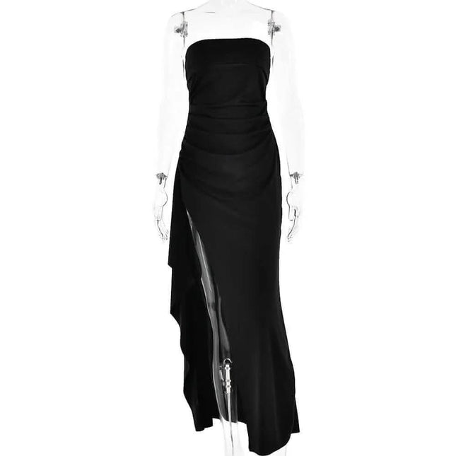 Strapless Split Long Dress Summer Fashion Pleated Bridesmaid Dress For Womens Party Wedding Clothing Fendax 0
