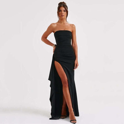 Strapless Split Long Dress Summer Fashion Pleated Bridesmaid Dress For Womens Party Wedding Clothing Fendax 0