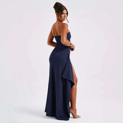 Strapless Split Long Dress Summer Fashion Pleated Bridesmaid Dress For Womens Party Wedding Clothing Fendax 0