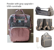 Trendsi 0 Pink grey B USB Charging Version Mommy Bed Backpack Folding Large Capacity Multi-function