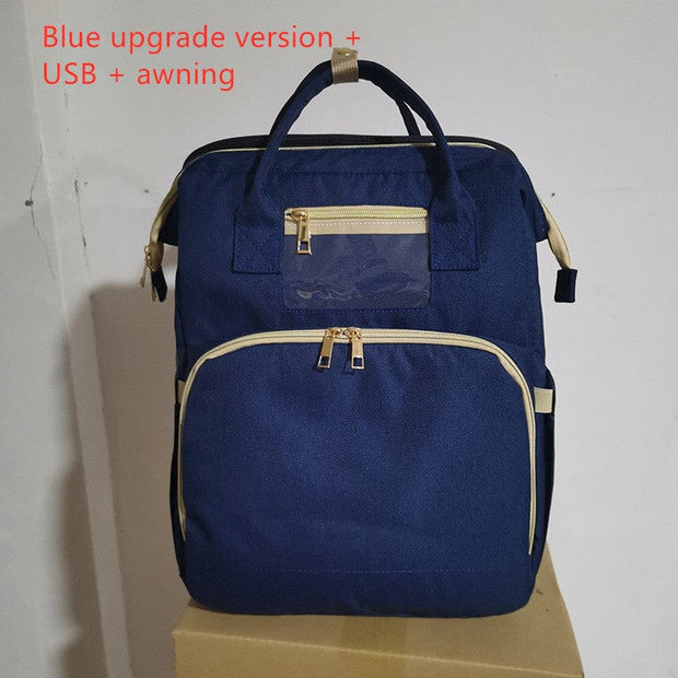 Trendsi 0 Blue B USB Charging Version Mommy Bed Backpack Folding Large Capacity Multi-function