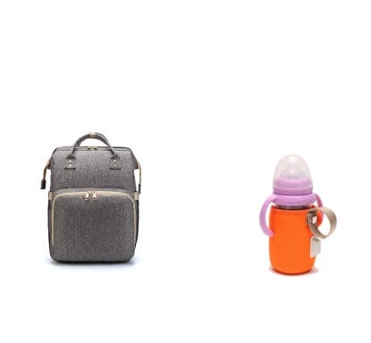 Trendsi 0 Grey A and orange USB Charging Version Mommy Bed Backpack Folding Large Capacity Multi-function