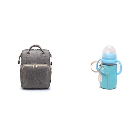 Trendsi 0 Grey A and blue USB Charging Version Mommy Bed Backpack Folding Large Capacity Multi-function