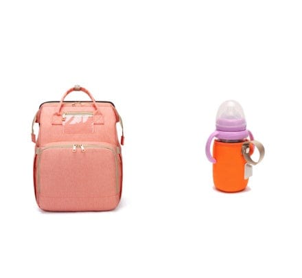 Trendsi 0 Pink C and orange USB Charging Version Mommy Bed Backpack Folding Large Capacity Multi-function