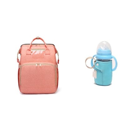 Trendsi 0 Pink C and blue USB Charging Version Mommy Bed Backpack Folding Large Capacity Multi-function