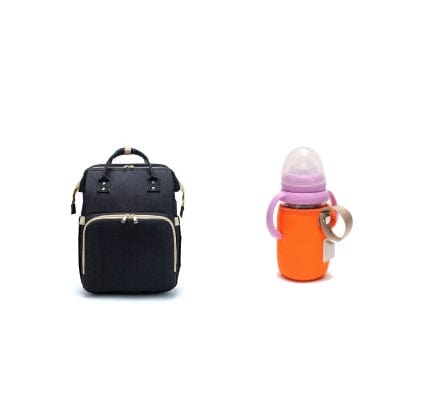 Trendsi 0 Black A and orange USB Charging Version Mommy Bed Backpack Folding Large Capacity Multi-function