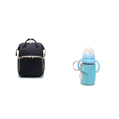 Trendsi 0 Black A and blue USB Charging Version Mommy Bed Backpack Folding Large Capacity Multi-function