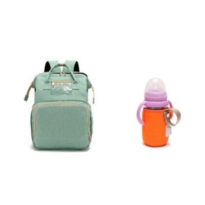 Trendsi 0 Light green C and orange USB Charging Version Mommy Bed Backpack Folding Large Capacity Multi-function