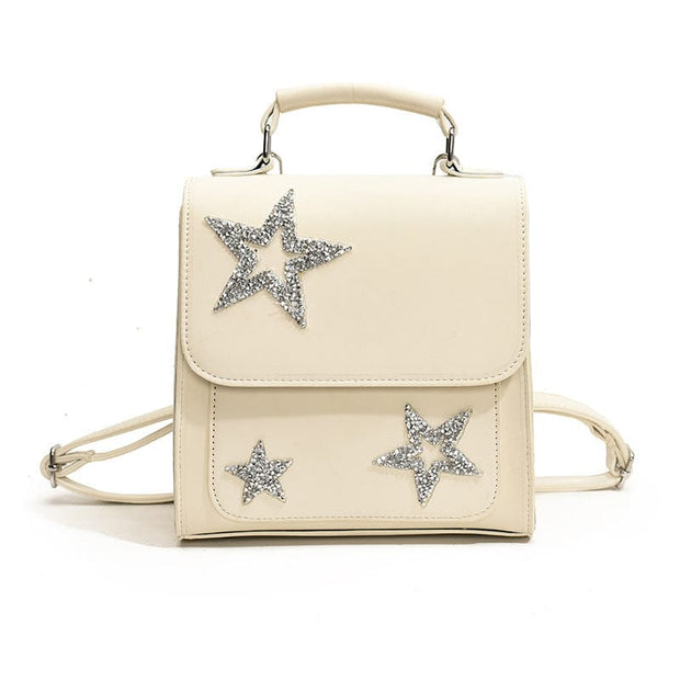 Trendsi 0 White Women's Bag Fashionable Sequins Five-pointed Star Backpack