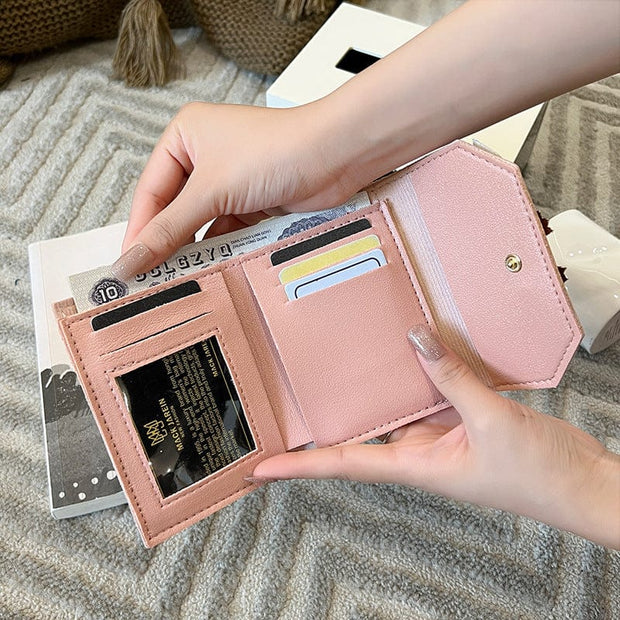 Trendsi 0 Women's Bow Short Three-fold Snap Button Wallet