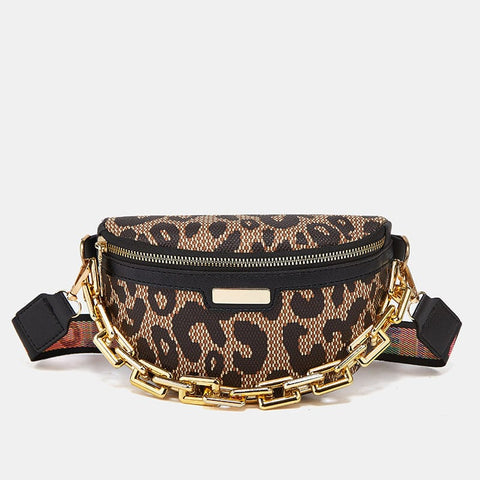 Trendsi 0 Brown Leopard Print Women's Fashion Chest Bag Shoulder Bag Leopard Print Waist Bag
