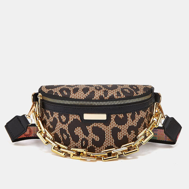 Trendsi 0 Brown Leopard Print Women's Fashion Chest Bag Shoulder Bag Leopard Print Waist Bag