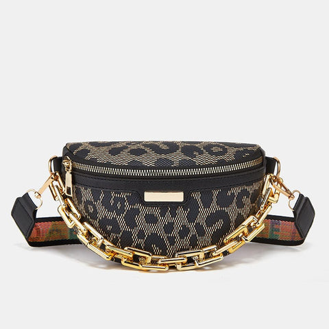 Trendsi 0 Black Leopard Print Women's Fashion Chest Bag Shoulder Bag Leopard Print Waist Bag