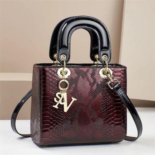 Trendsi 0 Snakeskin Pattern Wine Red Women's Handbag Shoulder Messenger Bag