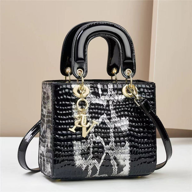 Trendsi 0 Snakeskin Pattern Black Women's Handbag Shoulder Messenger Bag