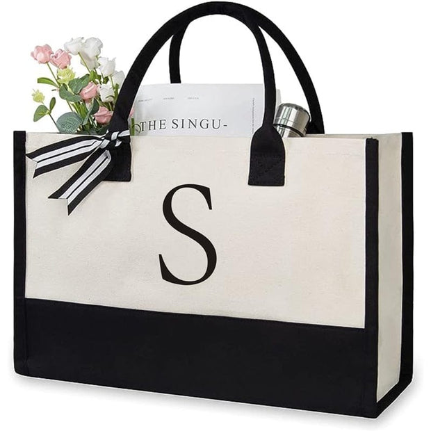 Trendsi 0 S / 40x15x30 Women's Letter Canvas Tote Bag