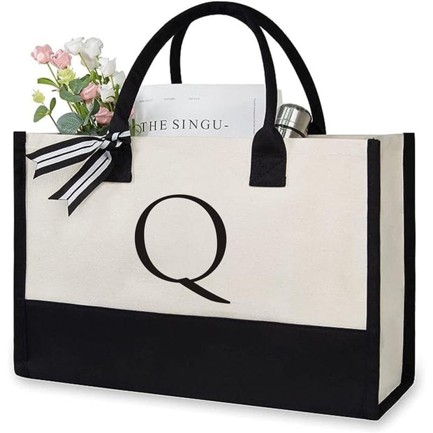 Trendsi 0 Q / 40x15x30 Women's Letter Canvas Tote Bag