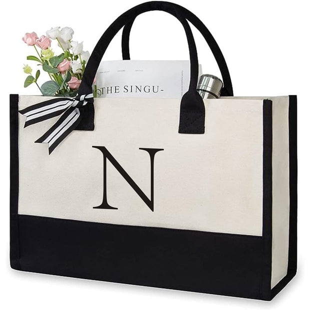 Trendsi 0 N / 40x15x30 Women's Letter Canvas Tote Bag