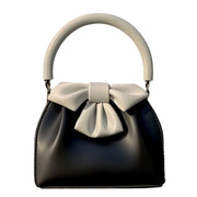 Trendsi 0 Black Women's Pleated Handbag Contrast Color Bow Bucket Bag
