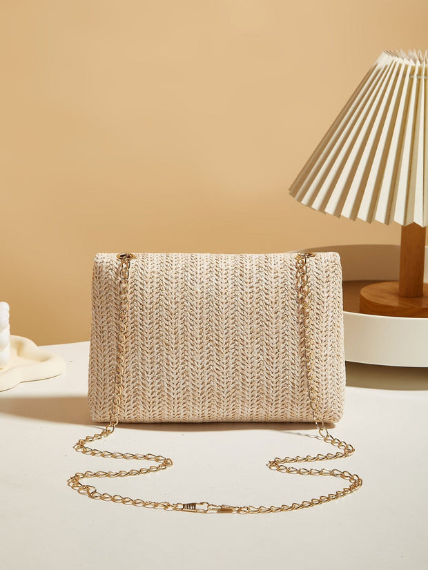 Trendsi 0 Women's Straw Lock Closed Simple Square Bag