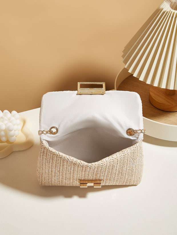 Trendsi 0 Women's Straw Lock Closed Simple Square Bag