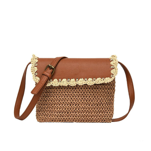 Trendsi 0 Brown Women's Straw Mori Style Western Style All-matching Beach Crossbody Bag