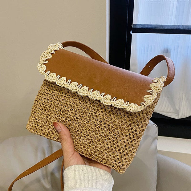 Trendsi 0 Women's Straw Mori Style Western Style All-matching Beach Crossbody Bag