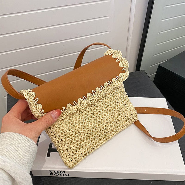 Trendsi 0 Women's Straw Mori Style Western Style All-matching Beach Crossbody Bag