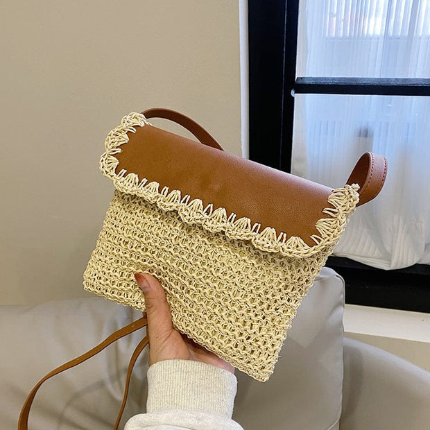 Trendsi 0 Women's Straw Mori Style Western Style All-matching Beach Crossbody Bag